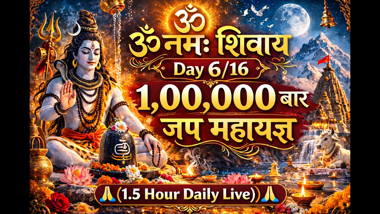 🔴 LIVE | ॐ नमः शिवाय | Day 6/16 | 1,00,000 Baar Jaap Mahayagya 🙏(1.5 Hour Daily Live)#LiveShivBhajan