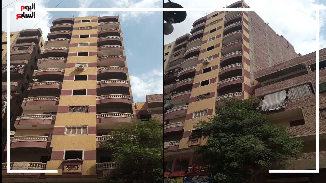 يهدد بكارثة.. إخلاء عقار مائل مكون من 14 طابق  فى الهرم.. بسبب بركة مياه