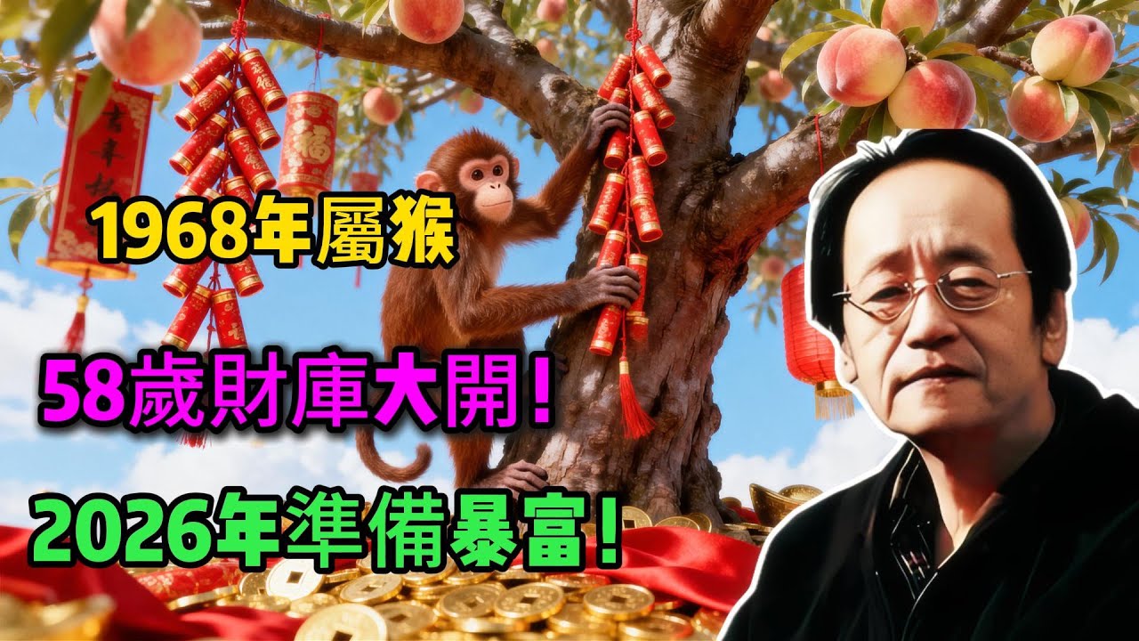 1968年屬猴人，土猴之命！為什麼57歲前總是不順？原來是「財庫」未開，58歲準備接財！#1968年屬猴 #生肖猴運勢 #2026年生肖猴運勢 #財運 #屬猴2026年運勢 #1968年生肖猴 #屬猴