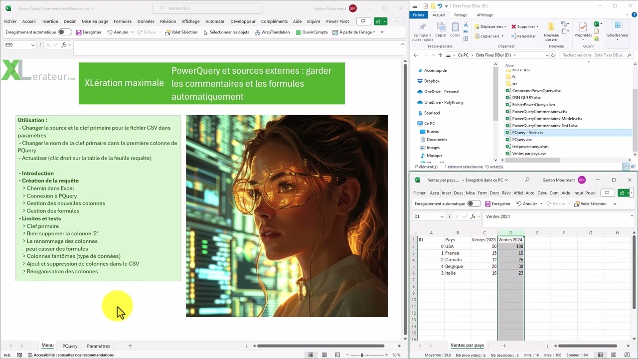 Démonstration en 5 min - Ajouter des commentaires et des formules liés à une connexion powerquery