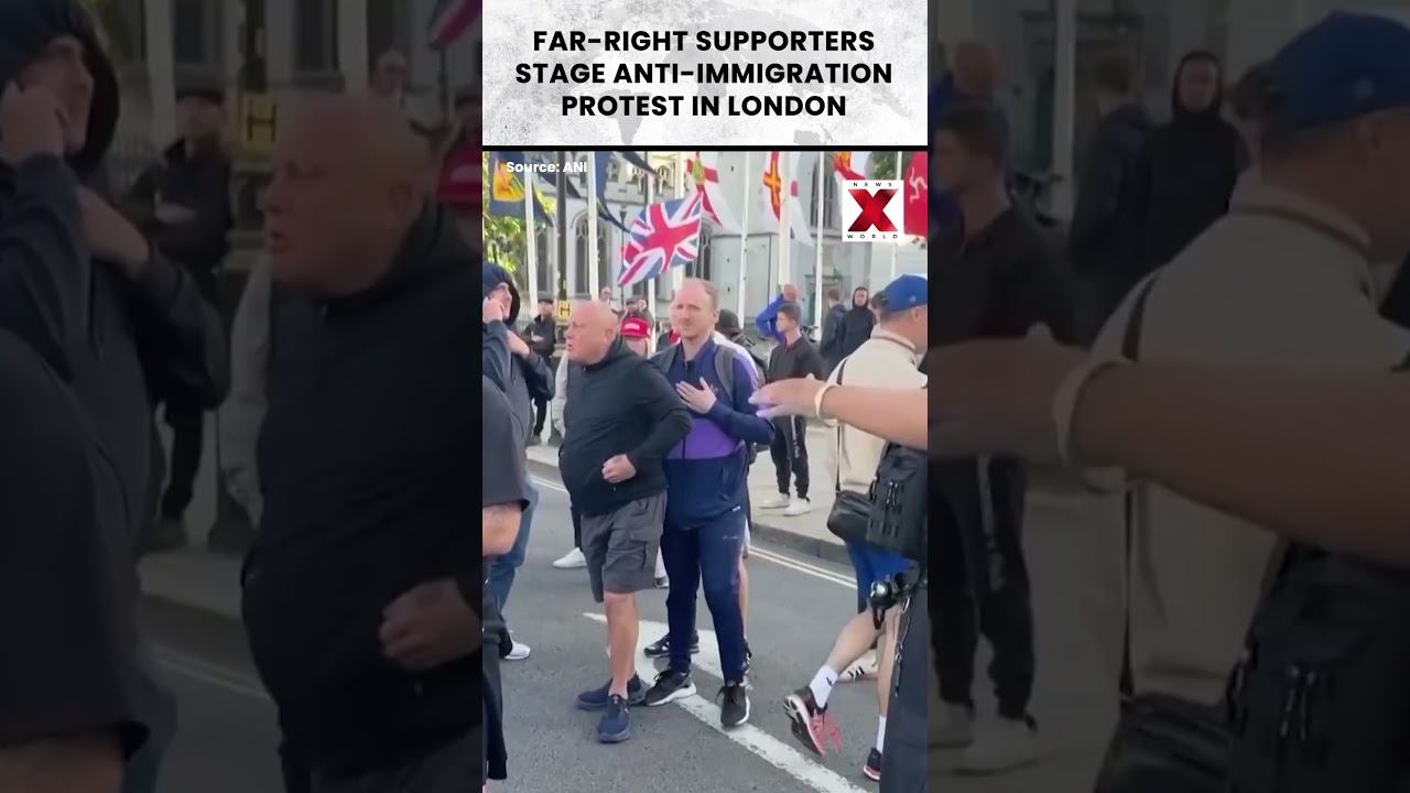Far-right supporters stage anti-immigration protest in London after Belfast knife attack