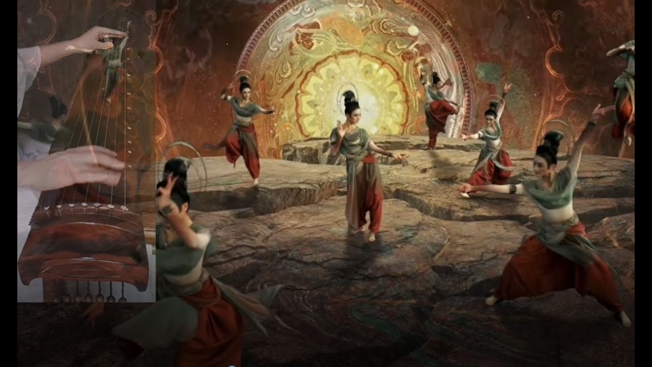 古琴 神人畅 天人共舞 （丽人行 洛神赋 飞天舞 龙门金刚混剪）  Chinese Guqin music  Humans and Devas dancing together