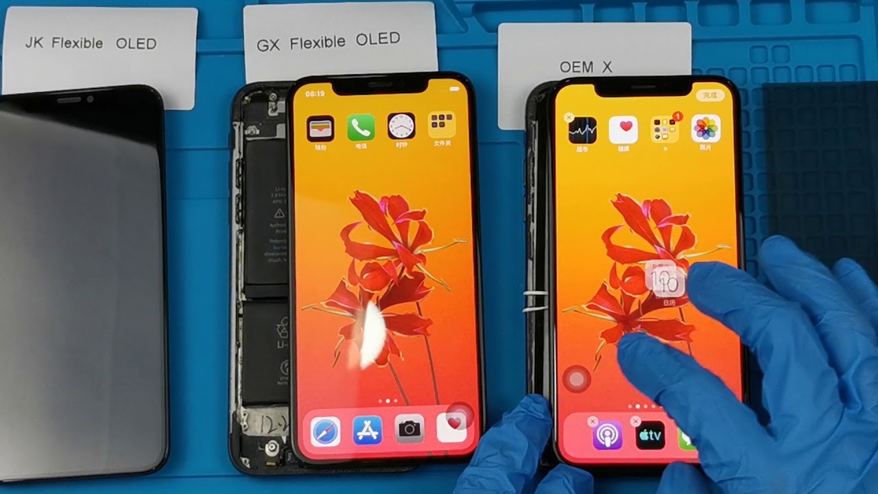 Flexible/Soft Amoled GX JK OEM Quality of iPhone X LCD comparison