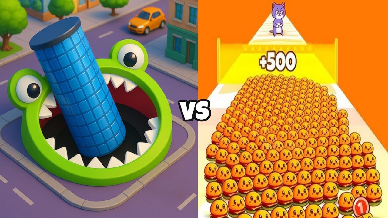 Food Run Vs Hole.io MAX LEVEL Gameplay Walkthrough Android IOS Merge SpeedRun!