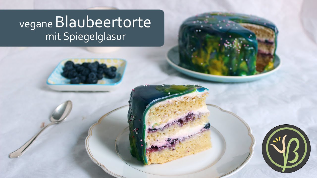 vegane saftige Heidelbeertorte mit Spiegelglasur | vegan Mirror Glaze | vegan backen mit Jule