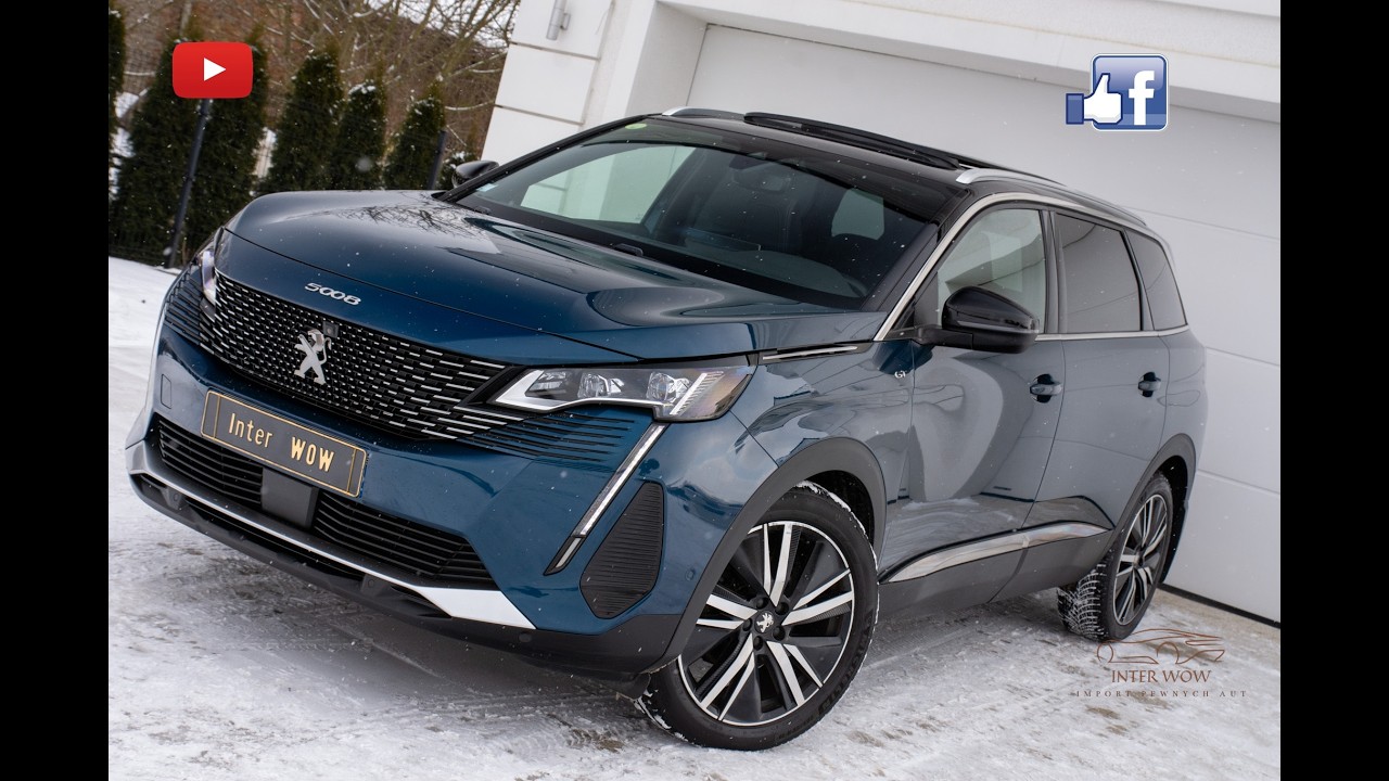 Peugeot 5008 1.6 180KM # GT #Czarna Podsufitka # Rolety MASAŻ LIFT 2021 InterWOW