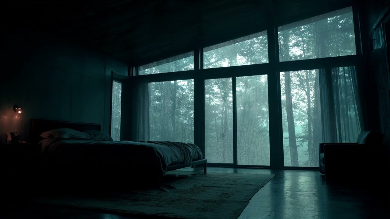 Relaxing Rain on Window in a Forest Bedroom - Soothing Nature Sounds for Sleeping Soundly