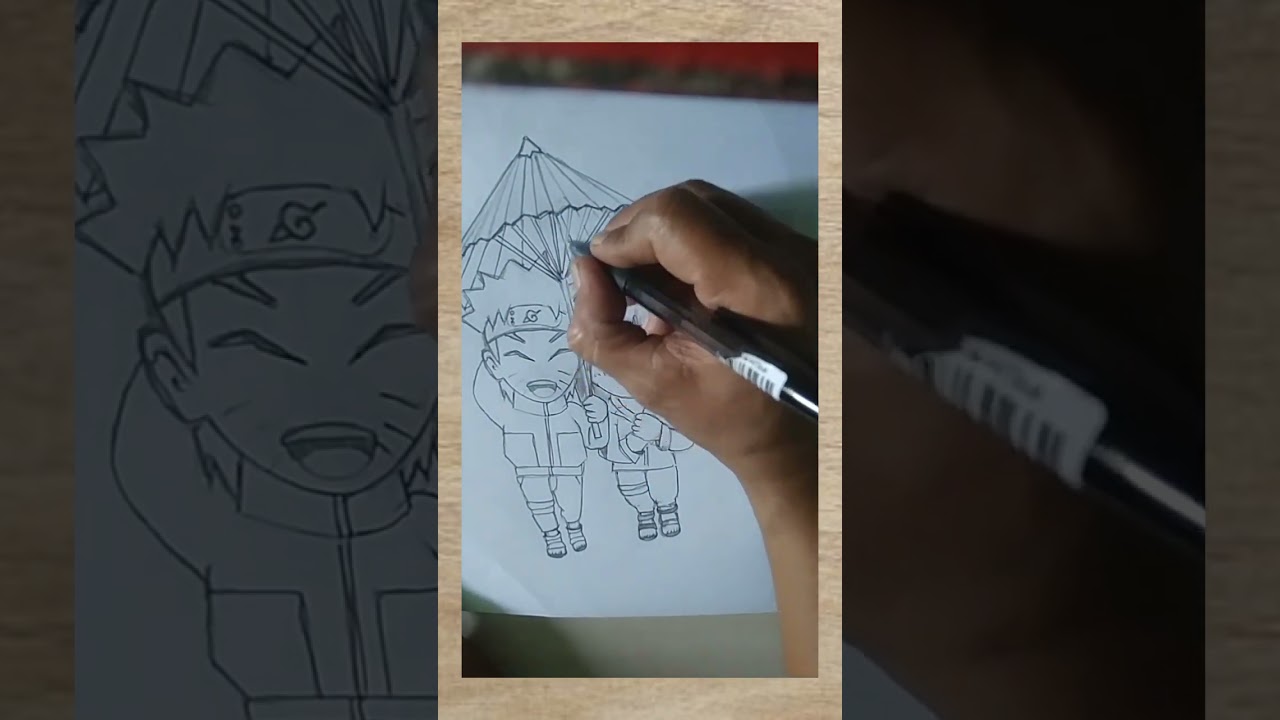 cara menggambar Naruto x Hinata romance cute