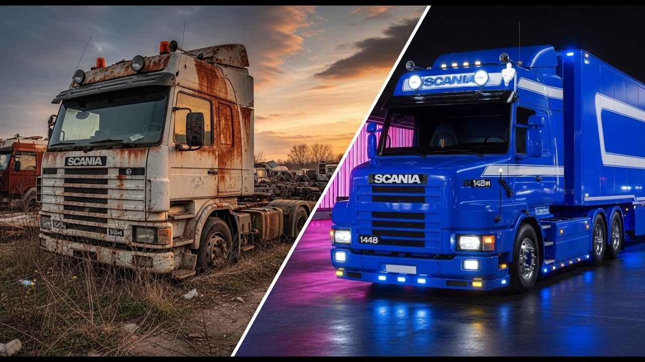 Scania 143M V8 Royal Blue & White | ASMR Truck Restoration with Trailer