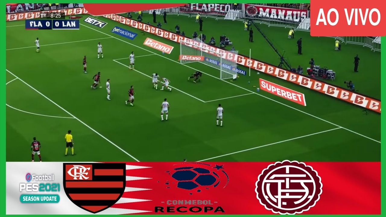 FLAMENGO VS LANUS AO VIVO COM IMAGENS FINAL DA RECOPA 2026 PES 21 
