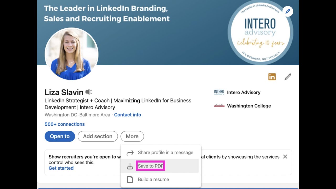 Как скачать свой профиль LinkedIn в формате PDF