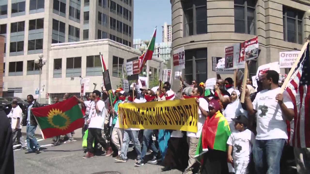 Seattle Oromos protest against killing innocent Oromo Students by TPLF government