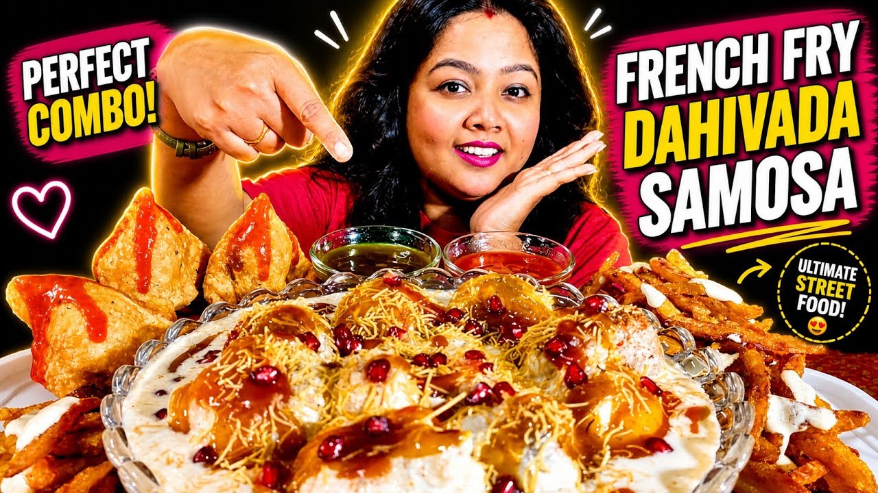 Eating Street Food - French fries, Dahivada, Samosa | PP Eats Street Food