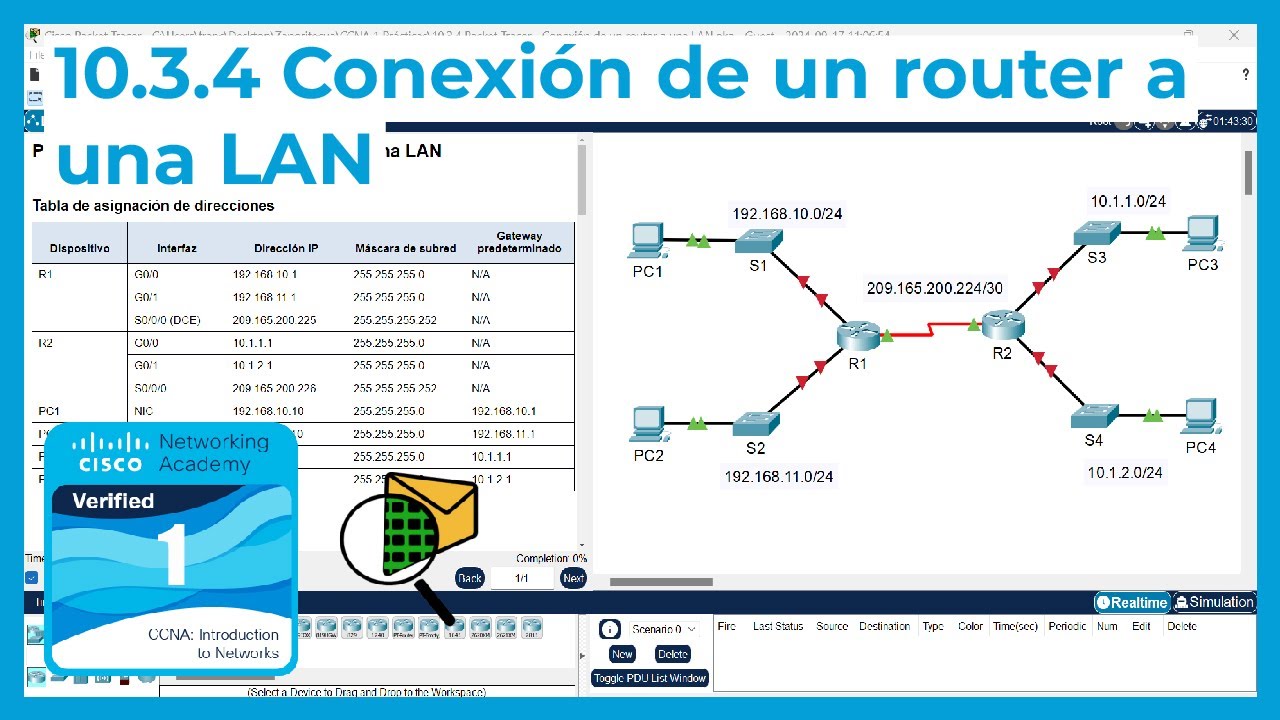 10.3.4 Packet Tracer 🔍📨 - Conexión de un router a una LAN (CCNA Curso 1)