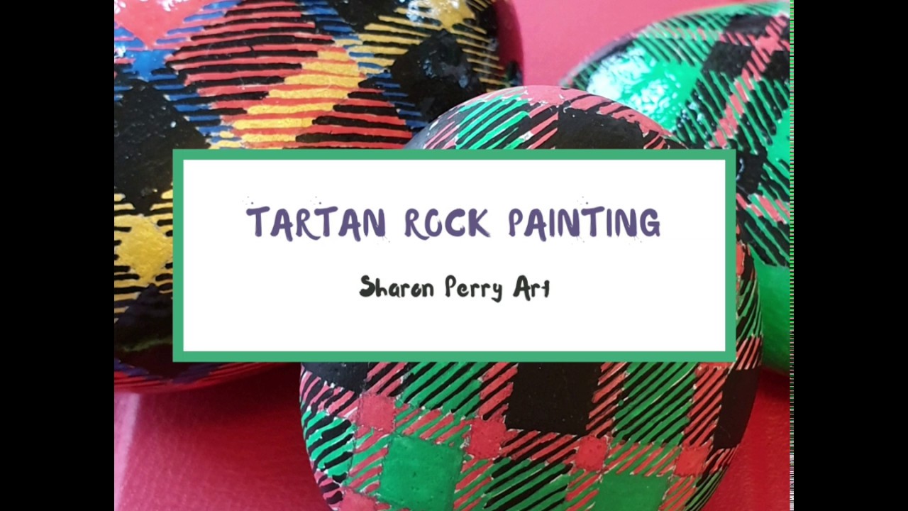 How to paint a tartan / plaid stone. Rock Art. Painting stones