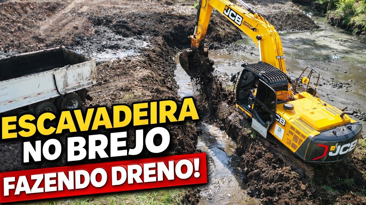 Desafio no Brejo! Escavadeira Fazendo Drenagem #escavadeirahidraulica #excavator #automobile