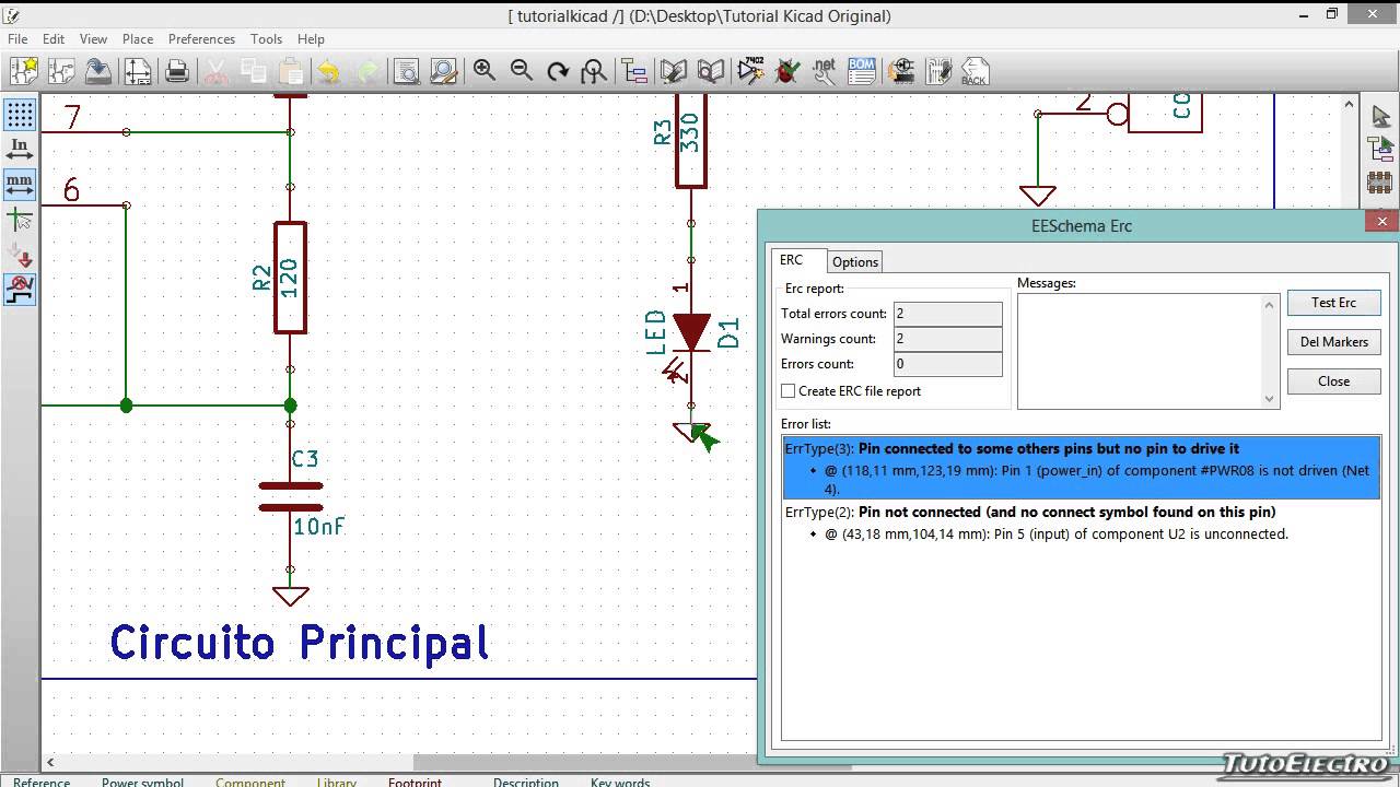 Tutorial Kicad 4, ERC y Generación de la Netlist