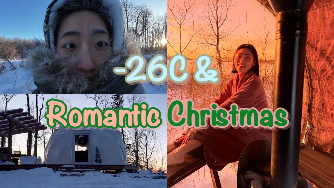 Extreme -26°C Christmas in a Lakefront Dome! ❄️ (Wood-fired Sauna & K-Food)