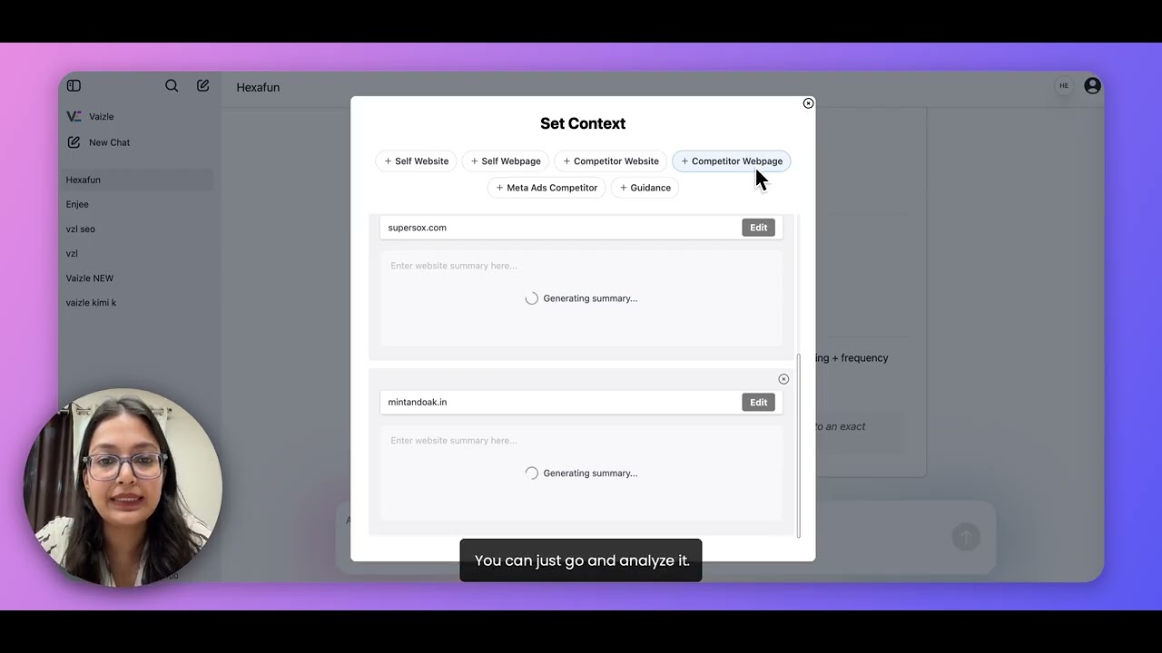 How to Use Context in Vaizle AI to Analyze Competitors & Creative Angles? (AI Meta Ads Analytics)