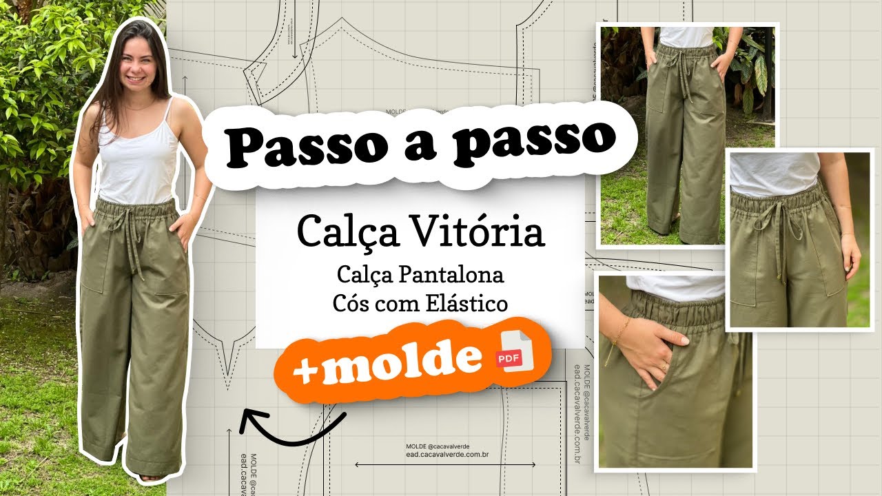 PASSO PASSO como fazer Calça Vitória | Calça Pantalona + MOLDES