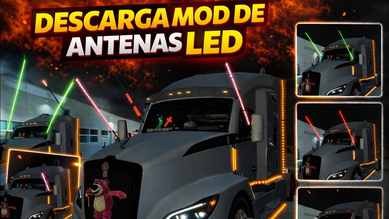 DESCARGA mega pack de ANTENAS FLUORESCENTES  O LED 1.58 para american truck simulator 
