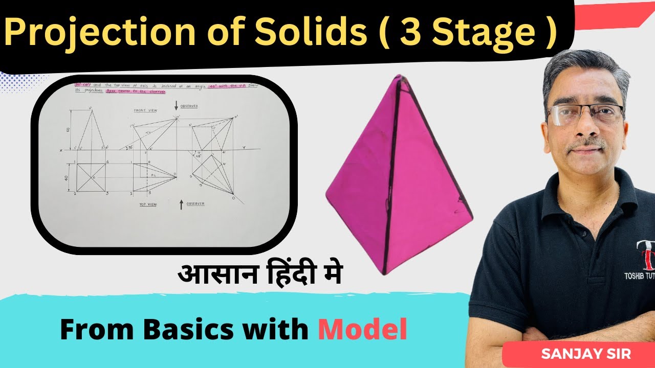 Projection of Solids in Engineering Drawing | Engineering Graphics | Toshib Tutorial's