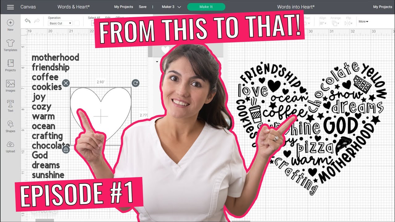 Make Words into a Heart in Cricut Design Space | From This to That! #1