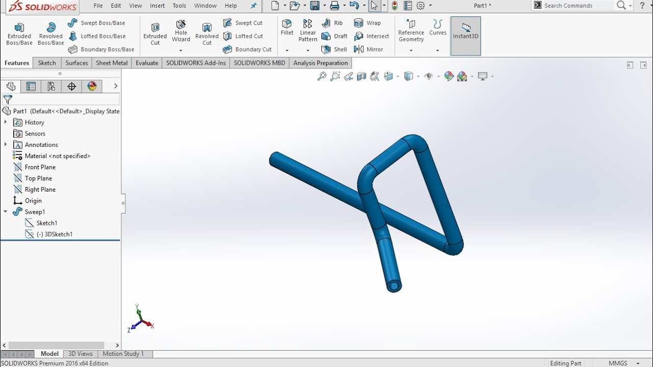 SolidWorks Tutorial I 3D Sketch I 3D Pipe