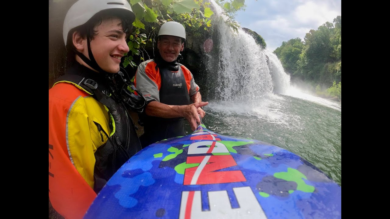 Dad, EJ,  with his Son, KC- A backyard kayaking expedition.