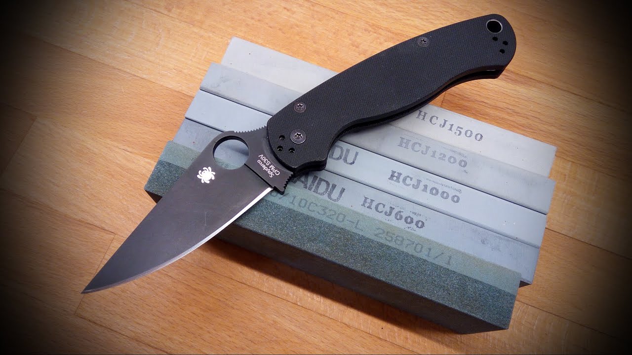 Sharpening Spyderco Paramilitary 2 in CPM S30V steel with HAIDU HCJ Silicon carbide ceramic stones