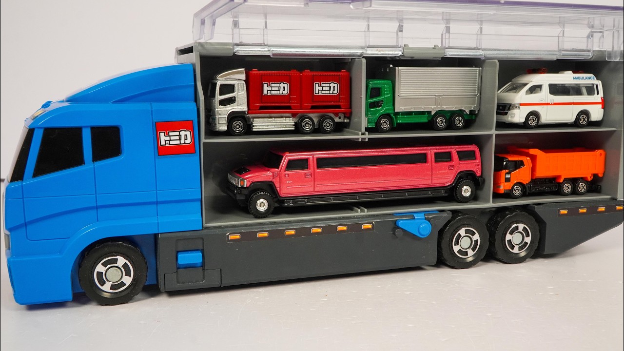 トミカがいっぱい☆ミニカーを開封してコンボイへ収納します！A lot of Tomicas☆ Miniature cars are opened and stored in the convoy!