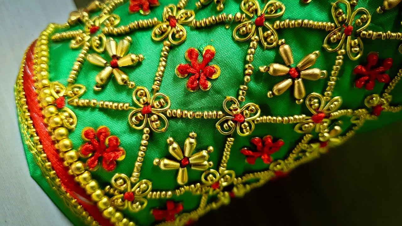 elegant thread and bead work using normal needle