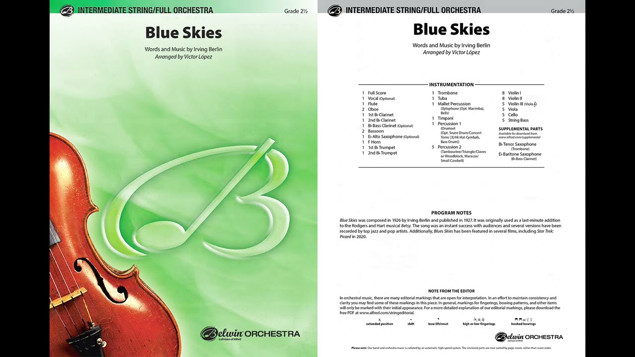 Blue Skies, arr. Victor López – Score & Sound