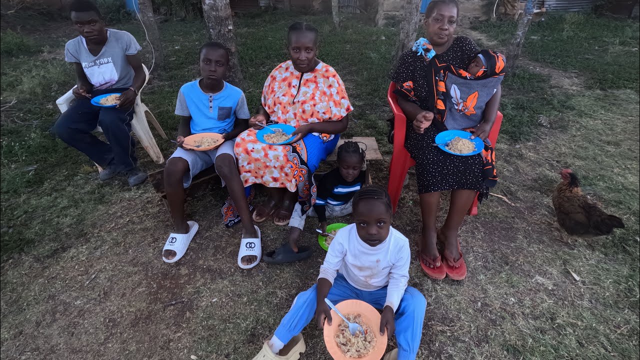 A Day In An African Village | Cooking Traditional Rice and Beans 