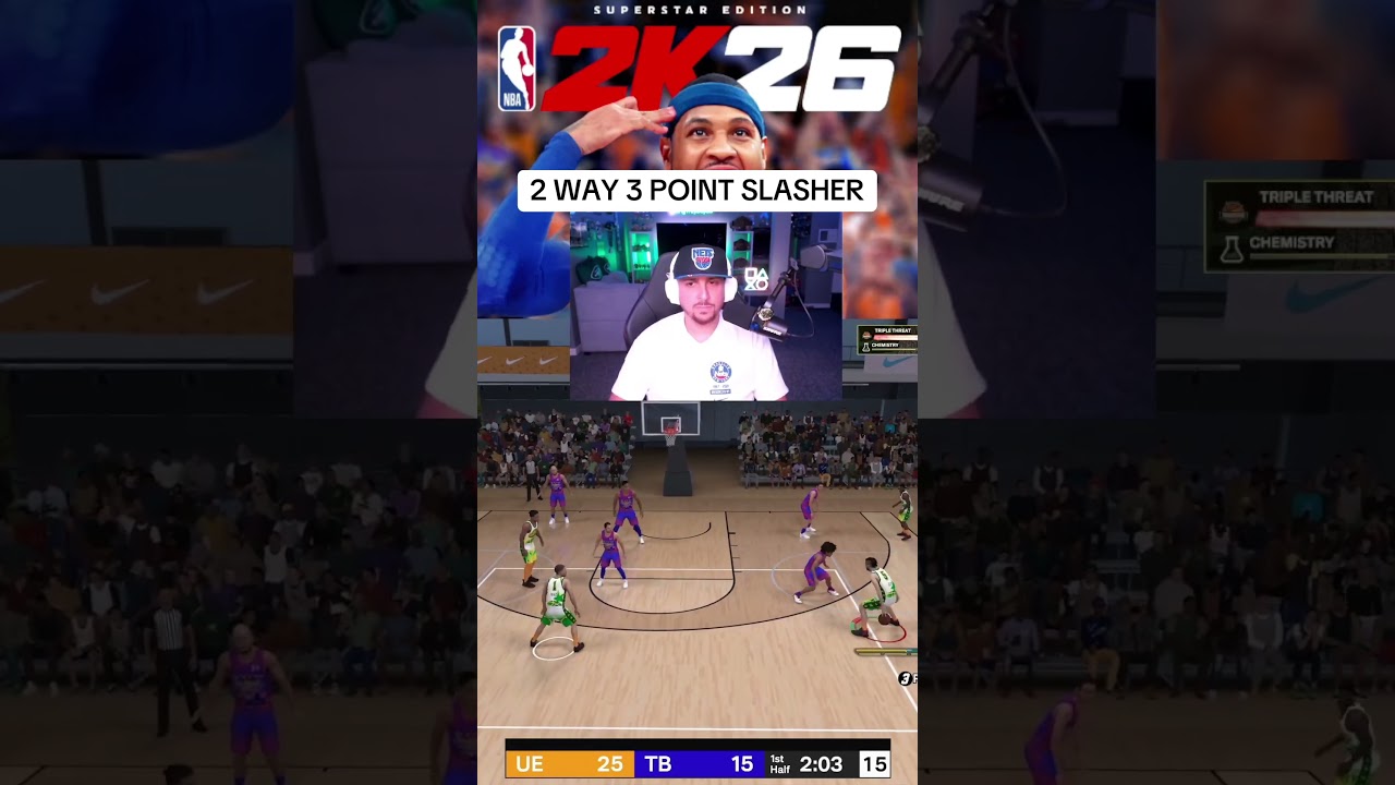 2 way 3 point slasher. Still testing this build. Cap breakers will make a difference. #nba2k26