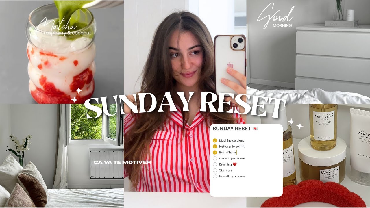 RESET DAY 🍒🫧🧺: Dimanche ménage, soins cheveux, préparation de la semaine.