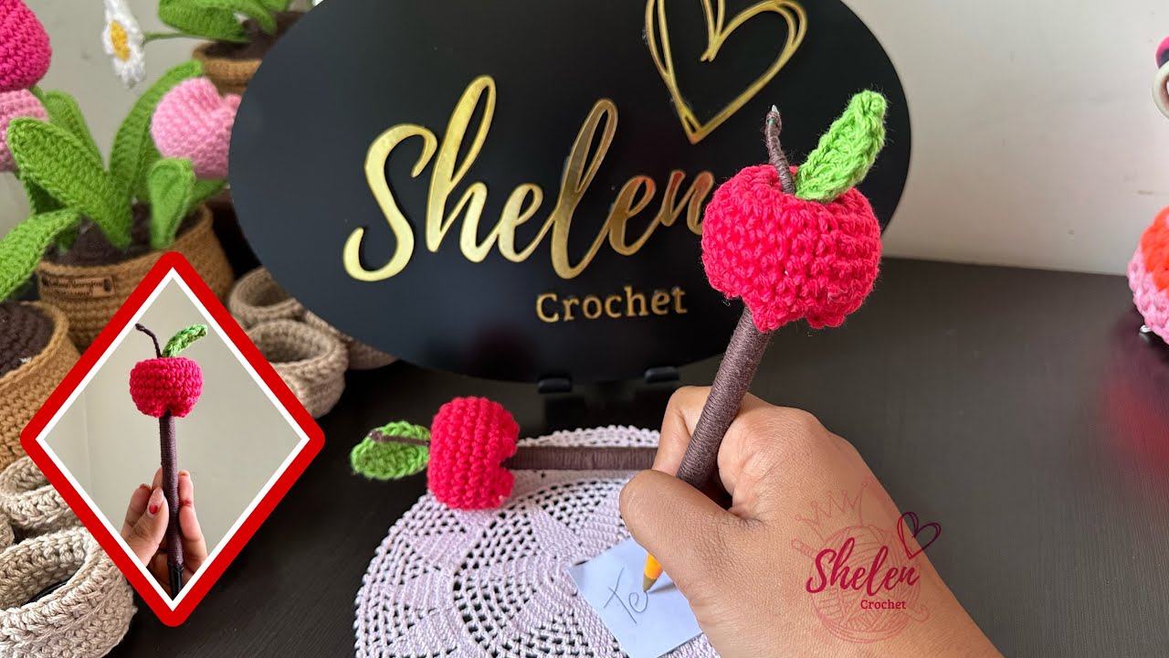 Tutorial pluma ✍️ Manzana 🍎😍crochet