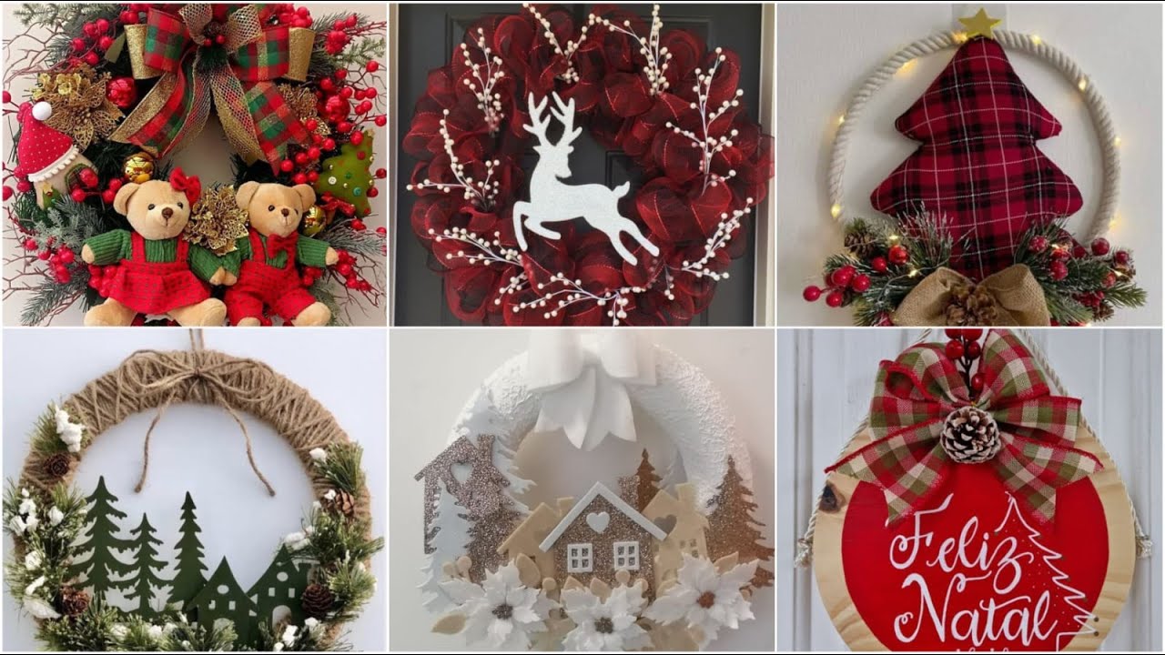 25 IDEIAS DE ENFEITES DE PORTA NATALINOS😃. #decora&ccedil;&atilde;o #natal
