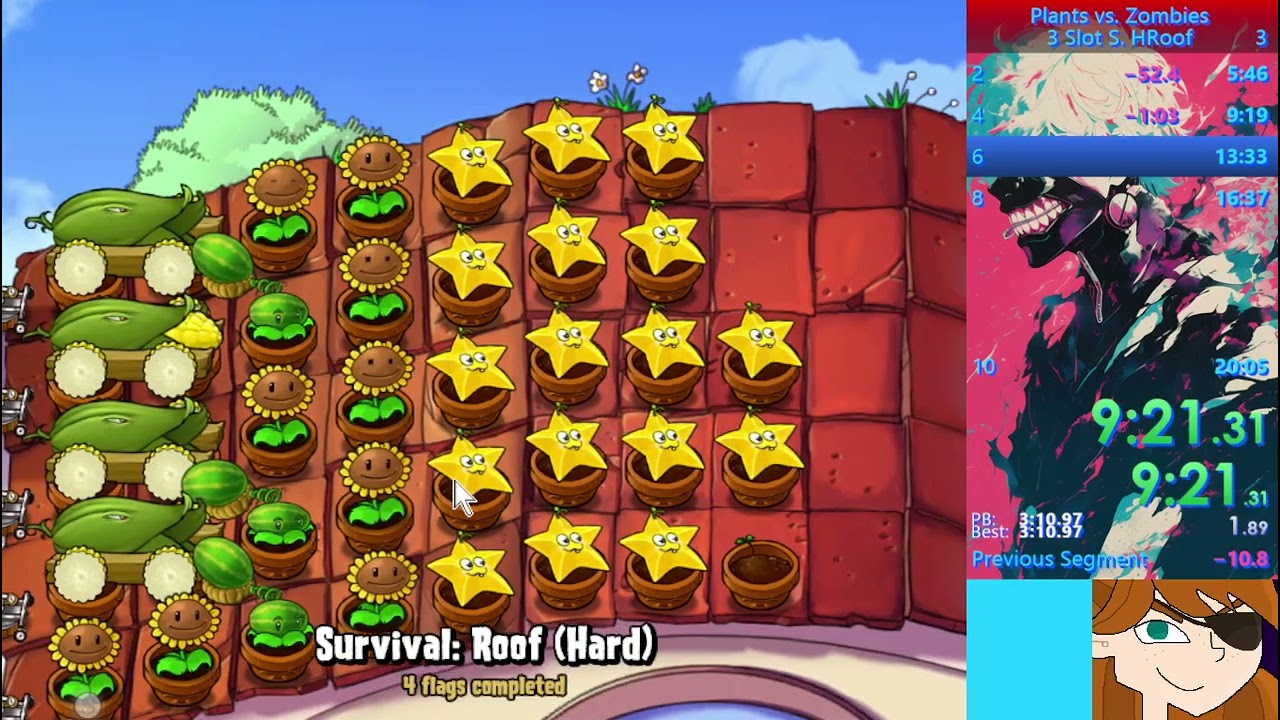 (3 Slot WR) PVZ S. Hard Roof Speedrun (18:34)