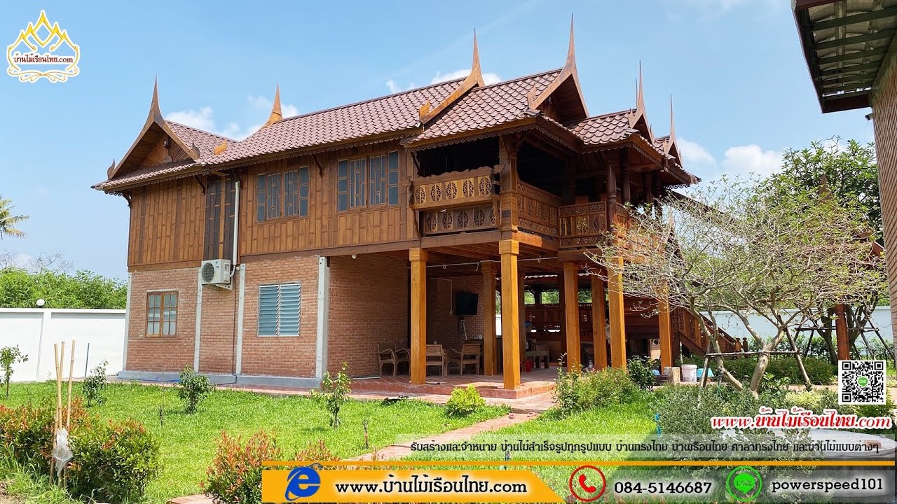 บ้านน็อคดาวน์ แฝดทรงไทยยกพื้นสูง 3 ห้องนอน 1 ห้องน้ำ  มีมุขบันได ตกแต่งไม้ระแนงทั้งหลัง 1,200,000บาท
