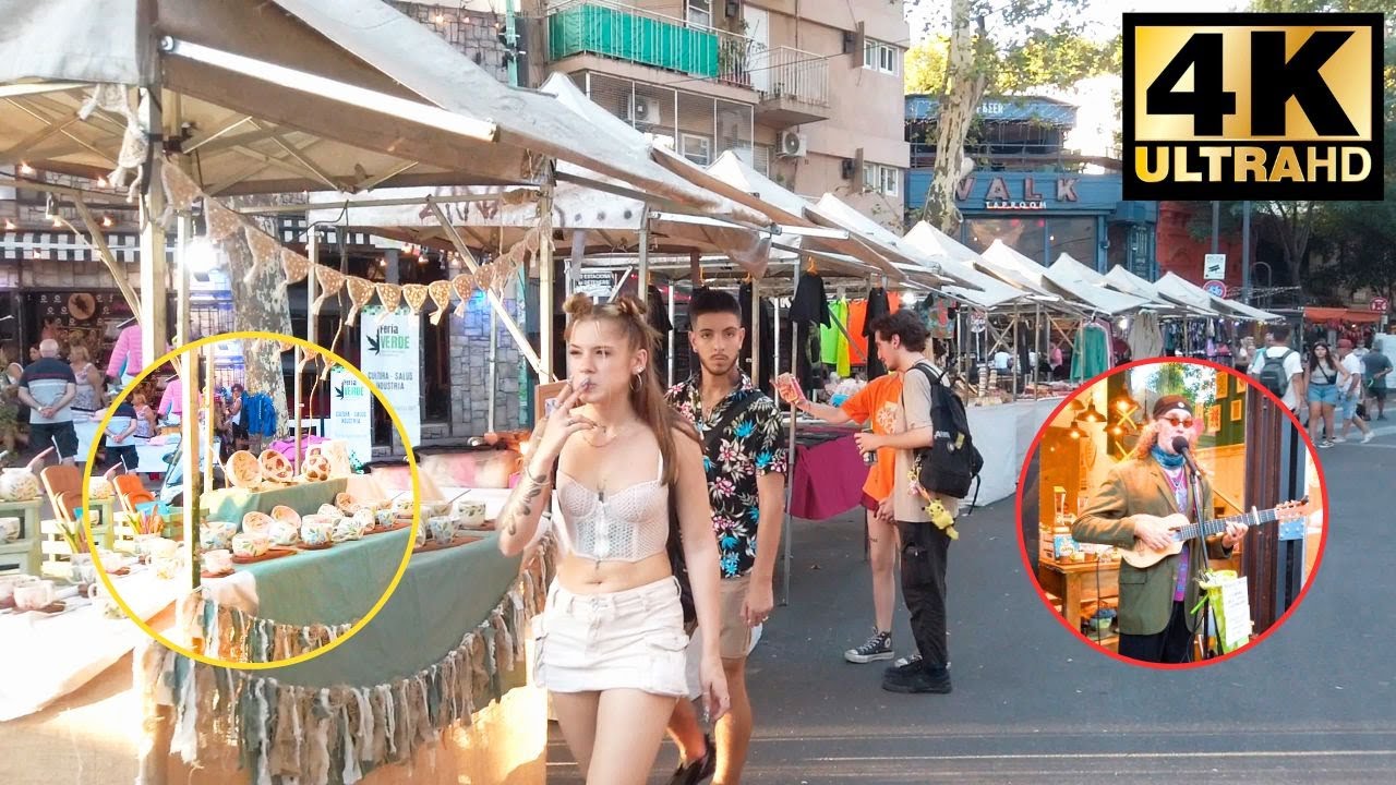 PALERMO - PLAZA SERRANO - La FERIA de PALERMO - BUENOS AIRES - ARGENTINA 🛒🏪 🛍️💵 Walk Tour 2023 [4K]