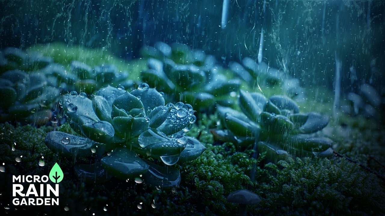Fall Asleep Fast 🌧️ Deep Sleep Rain on Succulents · Calm Night Ambience