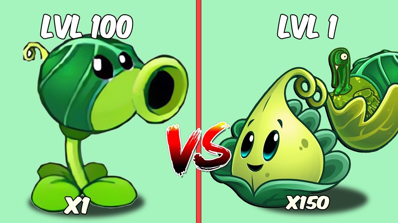 PvZ 2 - 150 Plants level 1 Vs 1 Plant Level 100 - All Plants Vs Mecha Football Zombie Level 15