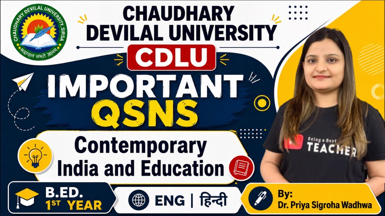 CDLU Contemporary India and Education Most Important Questions | B.Ed. 1st Year | Chaudhary Devi Lal
