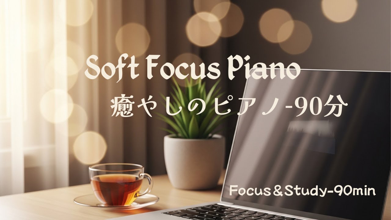 【作業・勉強用】Soft Focus Piano for Work & Study | 90 min | Gentle Concentration | 癒やしのピアノ90分