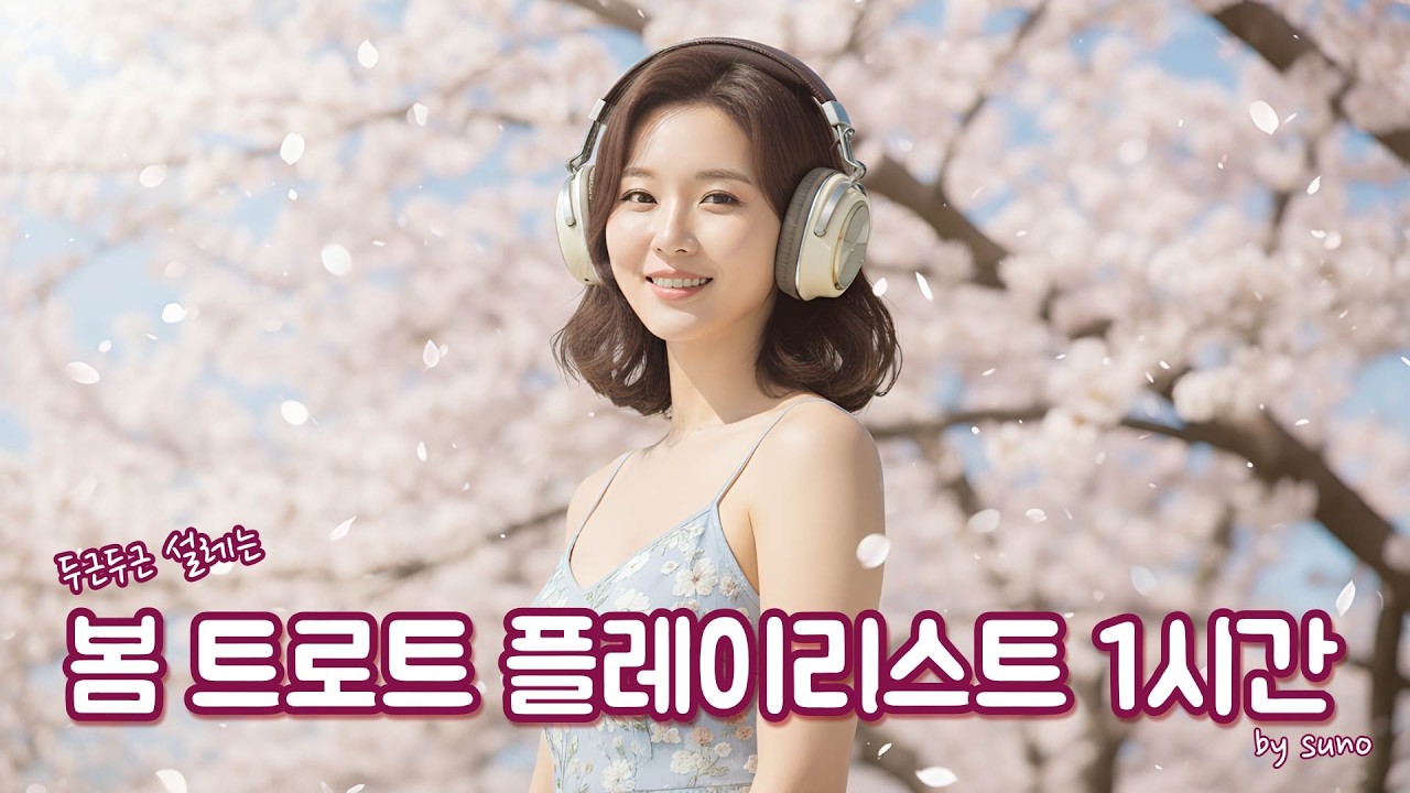 🌸봄 트로트 플레이리스트 1시간 | 벚꽃처럼 설레는 트로트 모음 🌸 드라이브·카페·봄 산책 음악| 트로트 | 추억 | 힐링 | trot | sunoai |