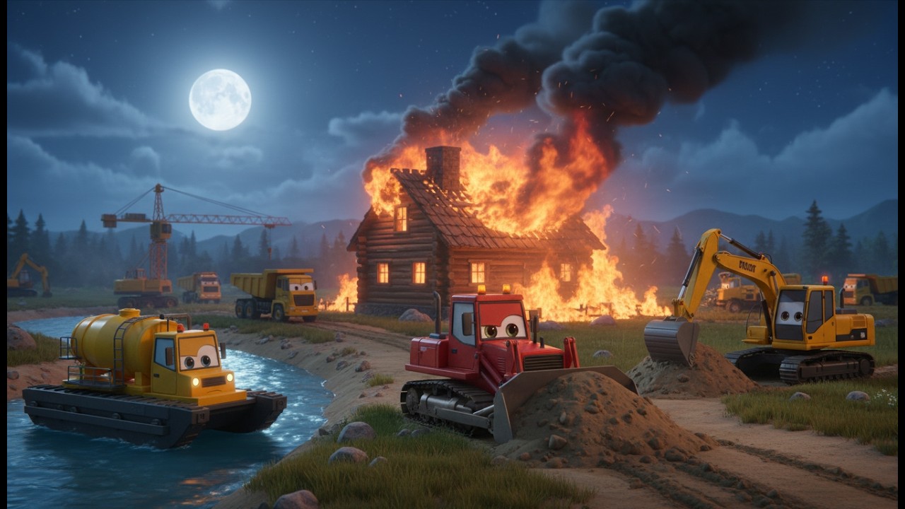 Excavator Bulldozer Car for Kids: The Construction Truck Firefighters