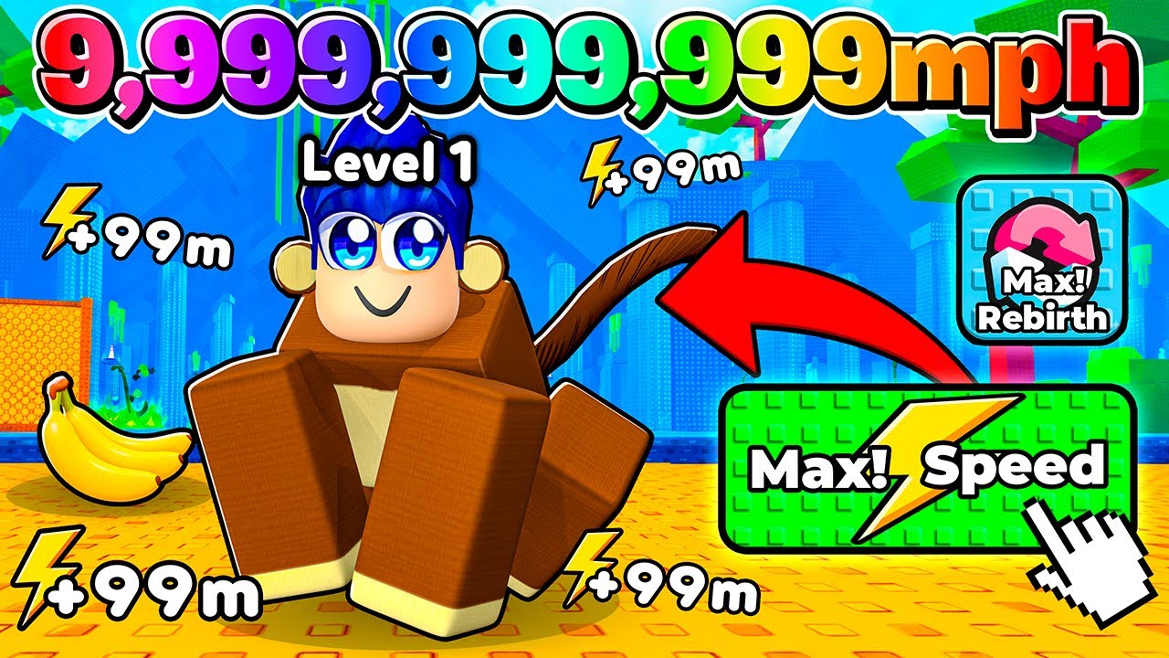 Становлюсь САМЫМ БЫСТРЫМ ИГРОКОМ в Roblox +1 Speed Monkey Escape!