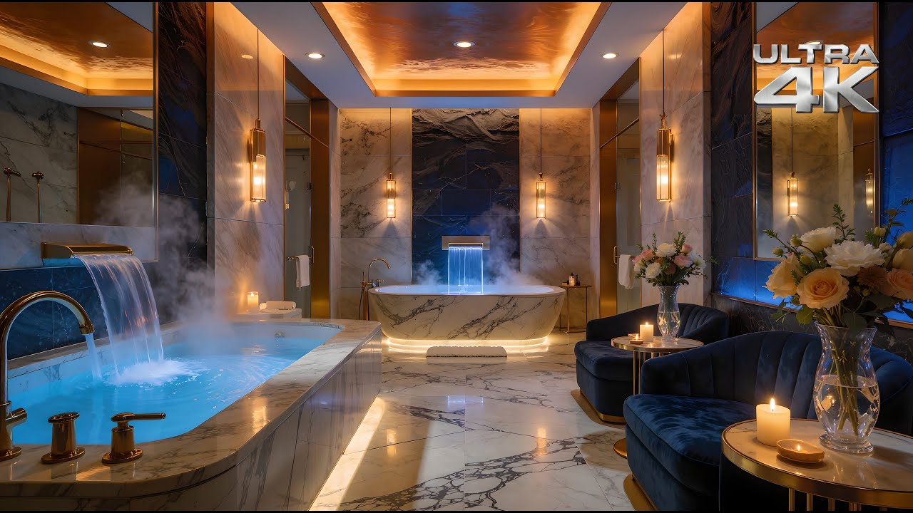 Ultra 4K Luxury Spa *Power Hour* for Relaxation & Stress Relief | Soothing Water Ambience