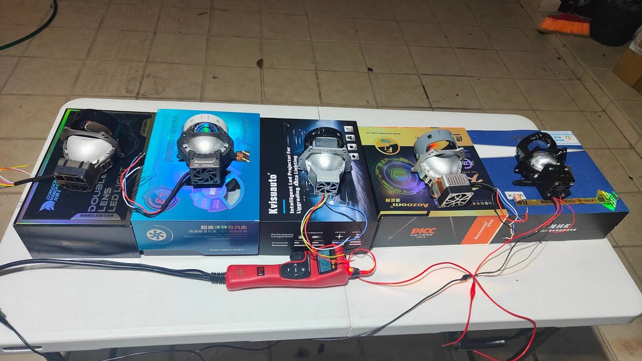 Comparativa Proyectores = EVOX-R (Xenon), Dragon Knight, A7, K9, F1 y Uni-K (BiLed & Laser)